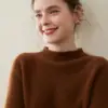 26 Novos Suéteres de Cashmere de Alta Qualidade Outono/Inverno para Mulheres, Gola Alta Meia, Cor Sólida, Suéter de Tricô Versátil, Top Básico Soltinho