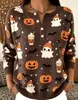 2026 Nuevo Suéter Falso Transfronterizo de Halloween con Estampado de Calabaza Top para Mujer con Botones Casual Amazon Otoño/Invierno