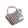 Bolsa de Tote Algodón RPET Transfronteriza, Bolsa para Lonchera de Algodón Poliéster Tendencia Nacional, Bolso de Lona Rayado, Fábrica Personalizada