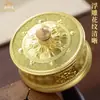 Bolso de Cuero de Pueblo Tibetano Rueda Giratoria de Manivela de Seis Caracteres de Cobre Pintura de Colores Cilindro Giratorio de Manivela Adorno de Cubo de Oro Giratorio de Mano