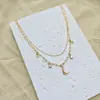 Collar de Luna de Zirconia Dorado de Doble Capa Estilo Europeo y Americano Transfronterizo para Mujer, Estilo Retro Romántico, Accesorio de Cuello Estilo Nicho