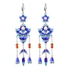 Pendientes Largos con Borla de Esmalte de Plata de Ley S925 de Personalidad Estilo Étnico Moda Retro Versátiles