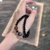 Pulsera Doble Círculo de Piedra Ojo de Tigre de Obsidiana Natural para Hombres y Mujeres, Atrae Riqueza y Mejora la Suerte, Pulsera de Cristal Múltiple Círculo Apilable para Parejas, Regalo