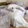 Ropa de Cama Jacquard de Cuatro Piezas Estilo Princesa Lujo Ligero Retro Chifón Encaje Estilo Corte Francés Funda Nórdica Sábanas