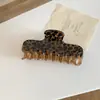 Estilo coreano bonito e prático outono retrô marrom estampa de leopardo presilha de garra de alta qualidade versátil clipe de tubarão para cabelo na parte de trás da cabeça