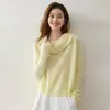 Suéter Feminino de Caxemira Estilo Francês de Alto Padrão Gola Canoa Tricô Pulôver Solto Estilo Temperamento Top Base Tricot