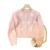 Cárdigan de punto estilo coreano para primavera y otoño, nuevo estilo suave, resistente, con lazo tridimensional, suéter suave y dulce, juvenil para mujer