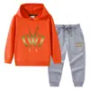Primavera y Otoño 2023 nueva ropa infantil transfronteriza suéter con capucha para niños pantalones conjunto de dos piezas bebé algodón manga larga