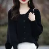 Cárdigan de punto para mujer, cuello redondo, corto, suéter holgado, versátil y moderno para otoño, color liso, mangas murciélago, elegante, prenda exterior de talla grande