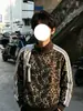 Chaqueta retro americana con cuello alto y estampado de leopardo para hombre, nueva sudadera corta casual suelta a rayas con cremallera para otoño