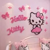 Adesivos de Parede Gato KT Acrílico 3D para Meninas Quarto Infantil Cabeceira Adesivos de Desenho Animado Quarto de Princesa Pintura Decorativa