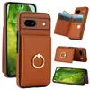 Funda de teléfono con anillo de color sólido para Google Pixel 10A Protección antirrobo contra deslizamientos Ranura para tarjeta tipo billetera Funda de cuero antichoque para 8/9Pro