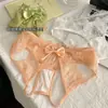 "Encanta llevar, encanta quitarse" bragas sexys y seductoras de encaje para mujer, caladas con detalle de lazo, entrepierna abierta, tanga de tiro bajo