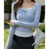 Foto Real # Camiseta de Renda Patchwork Vermelha de Ano Novo para Mulheres, Peça Básica para Primavera e Outono.