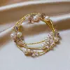 Pulsera apilable de doble capa con cuentas de perlas de alto brillo y sección de bambú dorado para mujer, joyería de mano de perlas sintéticas exquisita de nicho de lujo ligero