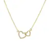 Collar Colgante Cadena Clavícula Anillo Doble Corazón Zirconio Incrustado Cobre Transfronterizo Europeo y Americano Cadena Ligera de Lujo Versátil Diseño de Nicho Cadena