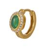 Brincos de prata S925 novos calcedônia verde natural clipe de orelha mulheres incrustados superfície oval de ovo geométrico brincos de alto senso atacado