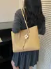 Bolso Tote Tejido Grande de Capacidad Estilo Coreano de Moda Transfronterizo para Mujer, Bolso de Hombro Versátil Casual para Viajar Color Sólido