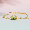 Colar Fechadura Longa Vida Esmalte Gota de Óleo Estilo Chinês Feminino Luxo Leve Alta Qualidade Moda Elegante Pulseira Flor Abóbora Novo Estilo