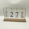Calendário de Virar de Madeira Simples para Casa Estudo Dormitório Mesa de Escritório Calendário Perpétuo Adereços de Fotografia Decorações