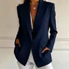 Blazer minimalista de cor sólida europeu e americano, caimento solto, lapela de trabalho, botão único, jaqueta de terno casual versátil