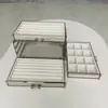 Caja de Almacenamiento de Joyería de Acrílico Transparente Gris Tipo Cajón a Prueba de Polvo para Anillos, Pendientes, Collares, Pulseras - Caja Multifuncional de Terciopelo