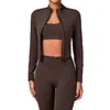 Chaqueta de Yoga de Manga Larga con Cremallera y Cuello Alto Estilo Europeo y Americano, Ropa de Yoga Ajustada de Secado Rápido, Top Deportivo para Fitness al Aire Libre 65577