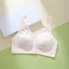 Ropa interior estilo mamá para mediana edad y ancianos, sujetador de cierre frontal sin varillas, estilo camiseta sin mangas, transpirable, talla grande, fácil de poner y quitar, sujetador para casa