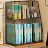 Estante de Almacenamiento para Clasificación de Materias Estudiantiles Soporte de Escritorio para Libros Estantería para Libros Estación de Trabajo de Oficina Gabinete de Almacenamiento de Archivos de Múltiples Niveles