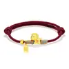 Pulsera al por mayor de color dorado Arena Dorada "Hazte Rico Inmediatamente", Pulsera Roja Tejida a Mano Estilo Chino Caballo del Zodiaco