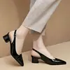 Zapatos de Tacón Medio Cerrados Modelo Nuevo Exportación Primavera/Verano 2026, Zapatos Elegantes Profesionales para el Trabajo, Zapatos de Punta Suave de Cuero, Transfronterizo