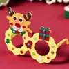 Gafas temáticas navideñas, kit de manualidades DIY de tela no tejida para niños, adecuado para fiestas de jardín de infantes, accesorios para fotos y decoraciones