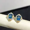 Pendientes Finos de Topacio para Mujer Base de Plata de Ley No se Caen y Alérgicos Piedra de Topacio Incrustada Súper 6*8mm
