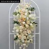 Novo Conjunto de Arte Floral Acabado com Fundo de Flores de Seda, Arranjo de Flores Longo Suspenso, Vasos de Flores, Fileiras de Flores, Adereços para Salão de Casamento
