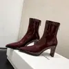 Botas de mujer nuevas y modernas estilo coreano 2026, botines de tacón alto con punta fina de charol suave, botas de moda y que estilizan para mujer