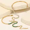 Moda Transfronteriza Europea y Americana Nicho Joyería Retro Acero Inoxidable Chapado en Oro de 18K Alambre Redondo Zirconia Empalmado Pulsera para Mujer