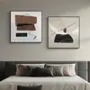 Pintura decorativa moderna minimalista para cabeceira de quarto mural de parede de fundo de sofá abstrato estilo wabi-sabi pintura quadrada para pendurar na sala de estar