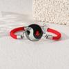 Pulseira Luminosa de Aço Inoxidável Tai Chi Yin e Yang Amor Pedra de Vidro Pulseira Trançada Dia dos Namorados Pulseira para Casal Masculina e Feminina
