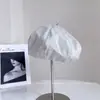 Boina Lisa Simples de Cor Sólida Estilo Japonês para Mulheres, Novo Chapéu Elegante Artístico de Pintor para Outono, Chapéu Abóbora Versátil Casual