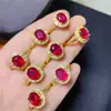 Anillo Nuevo de Rubí con Incrustaciones de Cobre, Piedra Principal 6*8mm Piedra Grande, Venta Directa del Fabricante, Gemas Tailandesas