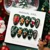 Uñas Postizas de Almendra Navideñas al por Mayor Hombre de Jengibre Pintado a Mano Copo de Nieve Acebo Campanas Calcetín Navideño Bastón de Caramelo Pegatinas de Arte para Uñas