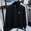 Sudadera Gruesa para Hombre con Cuello Alto, Forro de Polar, Otoño 2025, Nueva, Media Cremallera, Casual, Holgada, Manga Larga, Bordada para Hombre