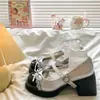 Zapatos Mary Jane con Tacón Grueso y Lazo de Perlas Francesas para Mujer 2026 Nuevo Estilo de Verano Zapatos de Tacón Alto Cómodos Zapatos Pequeños de Cuero