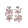 Pendientes de Borla con Corazón de Resina y Flor de Aguja de Plata Transfronterizos Europeos y Americanos con Diamantes, Pendientes de Estilo Dulce, Pendientes Exagerados de Alta Gama para Mujer