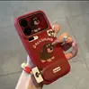 Estilo Filhote Vermelho Vinho Adequado para Capa de Celular Apple 17 16Promax Anti-Queda 15Pro Cobertura Completa 13/14 Capa Protetora