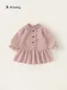 Ropa para Niños Bangxuan Vestido de Princesa para Niñas Bebé Cuello con Volantes Vestido para Niños Primavera y Otoño Nuevo Holgado Manga Larga Falda para Niñas