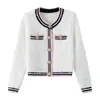 Outono/Inverno 2026 Novo Estilo Socialite Luxo Leve Botão Dourado Color Block Slim Fit Gola Redonda Jaqueta Cardigan + Conjunto de Saia para Mulheres