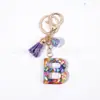 26 Llaveros del Alfabeto Inglés con Borlas, Accesorios Colgantes para Bolsos DIY de Resina de Cristal, Llaveros de Moda para Mujer