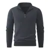 Suéter Pulóver de Punto Casual con Media Cremallera para Hombre de Comercio Exterior Otoño/Invierno Joven Delgado Moderno Engrosado Cálido Capa Base