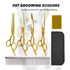 Gutche Juego Profesional de Tijeras para Aseo de Mascotas Tijeras de Cabeza Redonda Doradas Tijeras Planas Tijeras Dentales Tijeras de Seguridad
